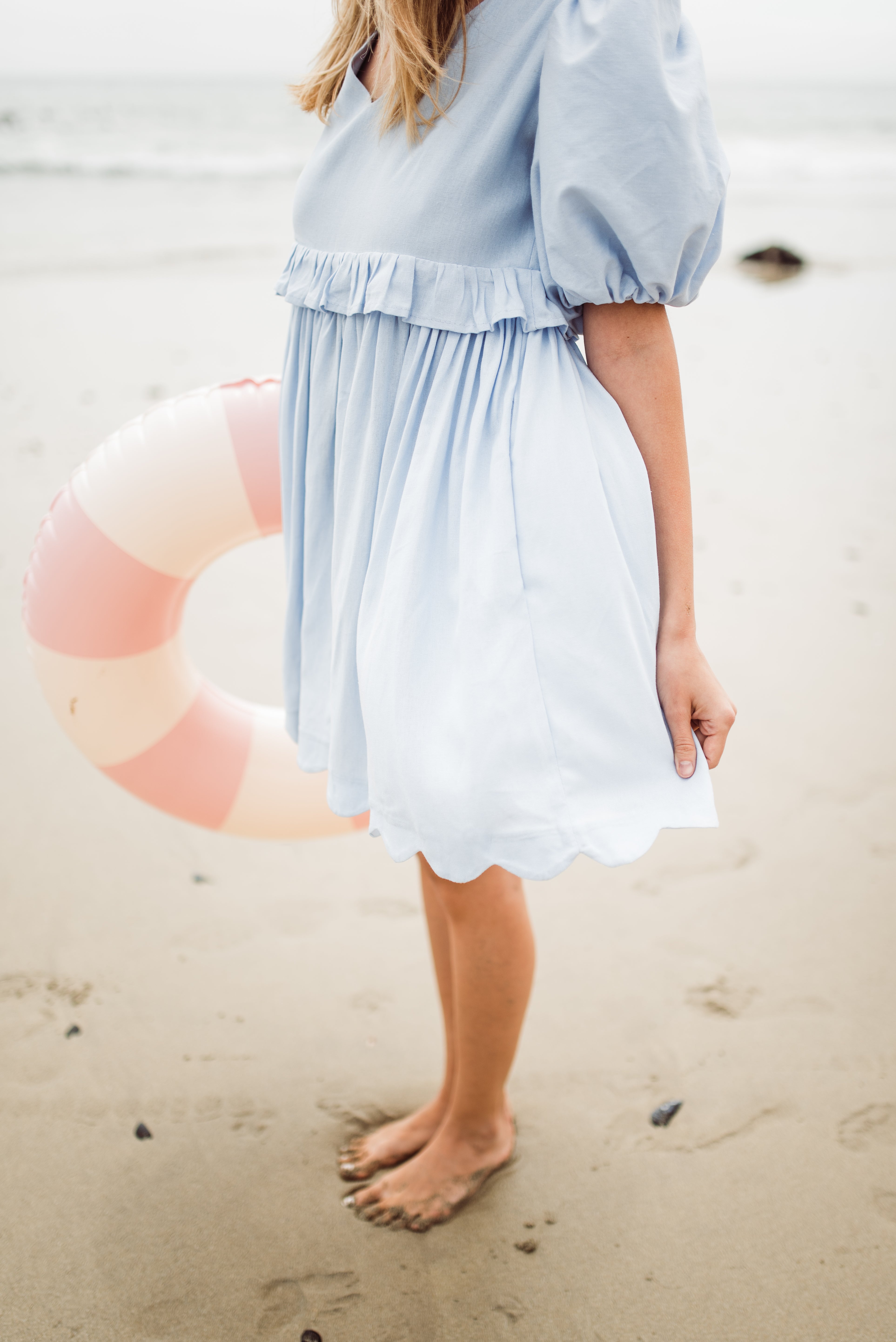 Bluebell Whisper Scallop Dress  — Cool Blue