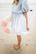 Bluebell Whisper Scallop Dress  — Cool Blue