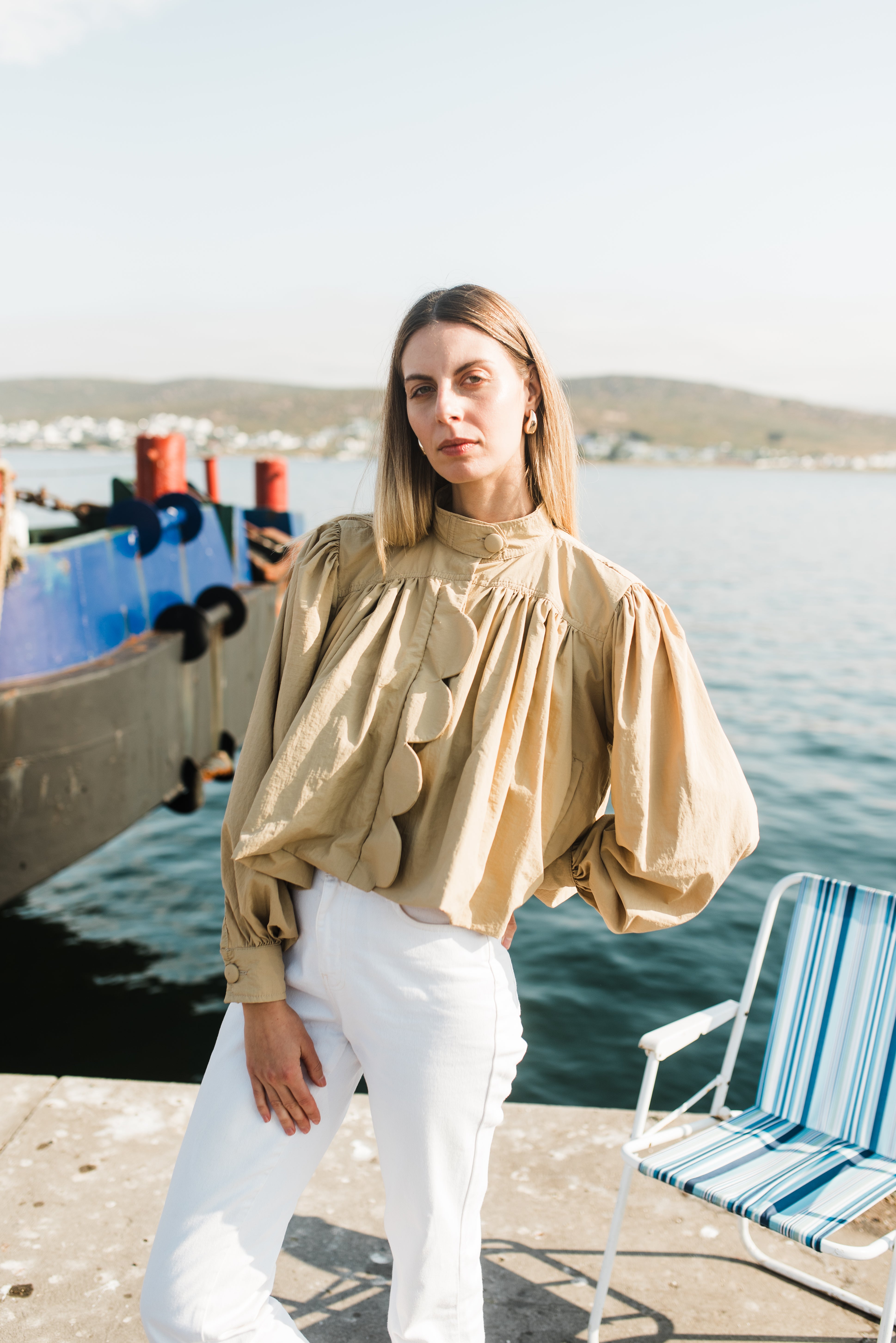 PRE-ORDER Dusk Petal Scallop Jacket — Dark Stone Cropped length