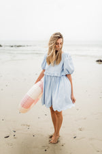 Bluebell Whisper Scallop Dress  — Cool Blue