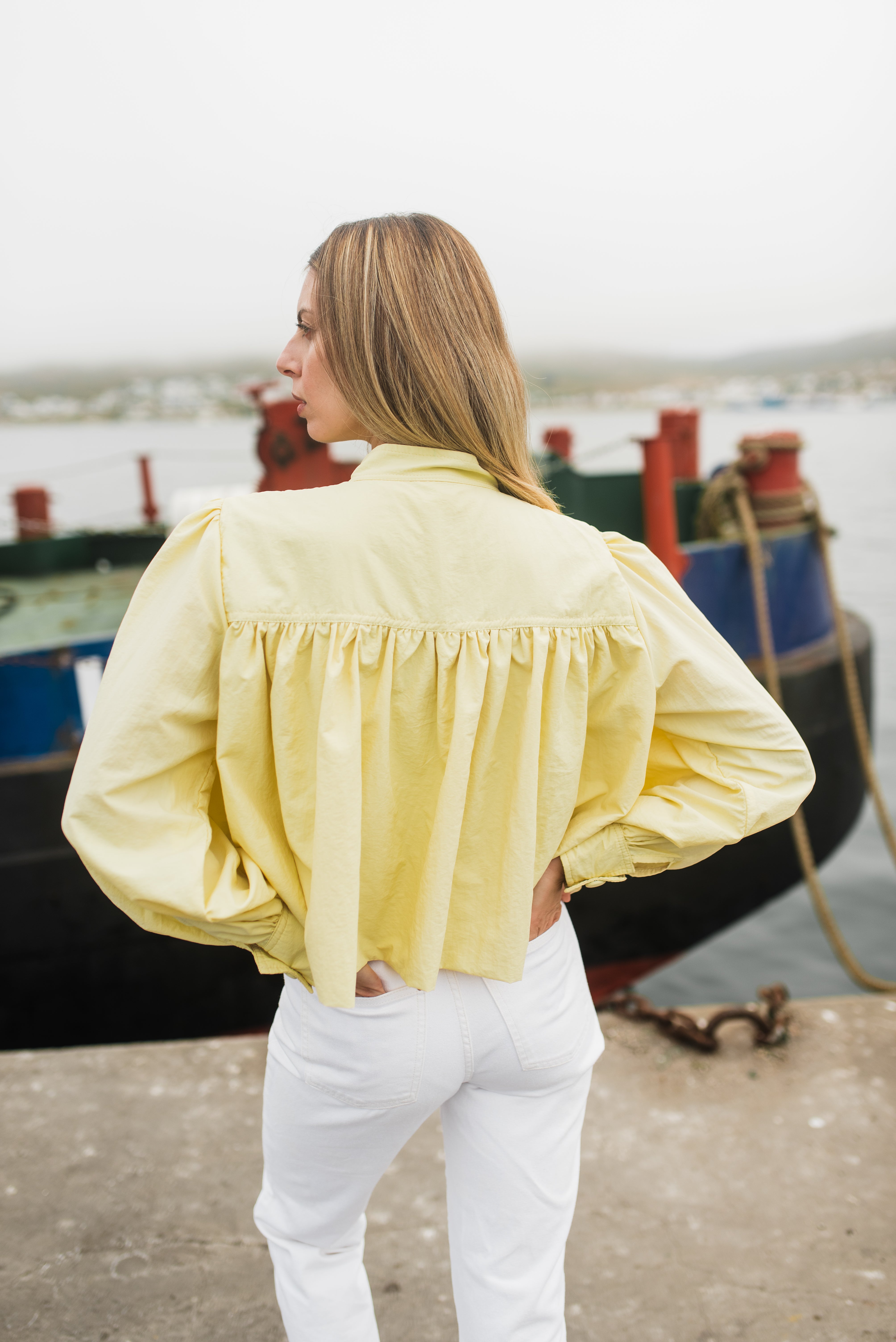 PRE-ORDER Limoncello Crest Scallop Jacket — Butter Yellow Cropped