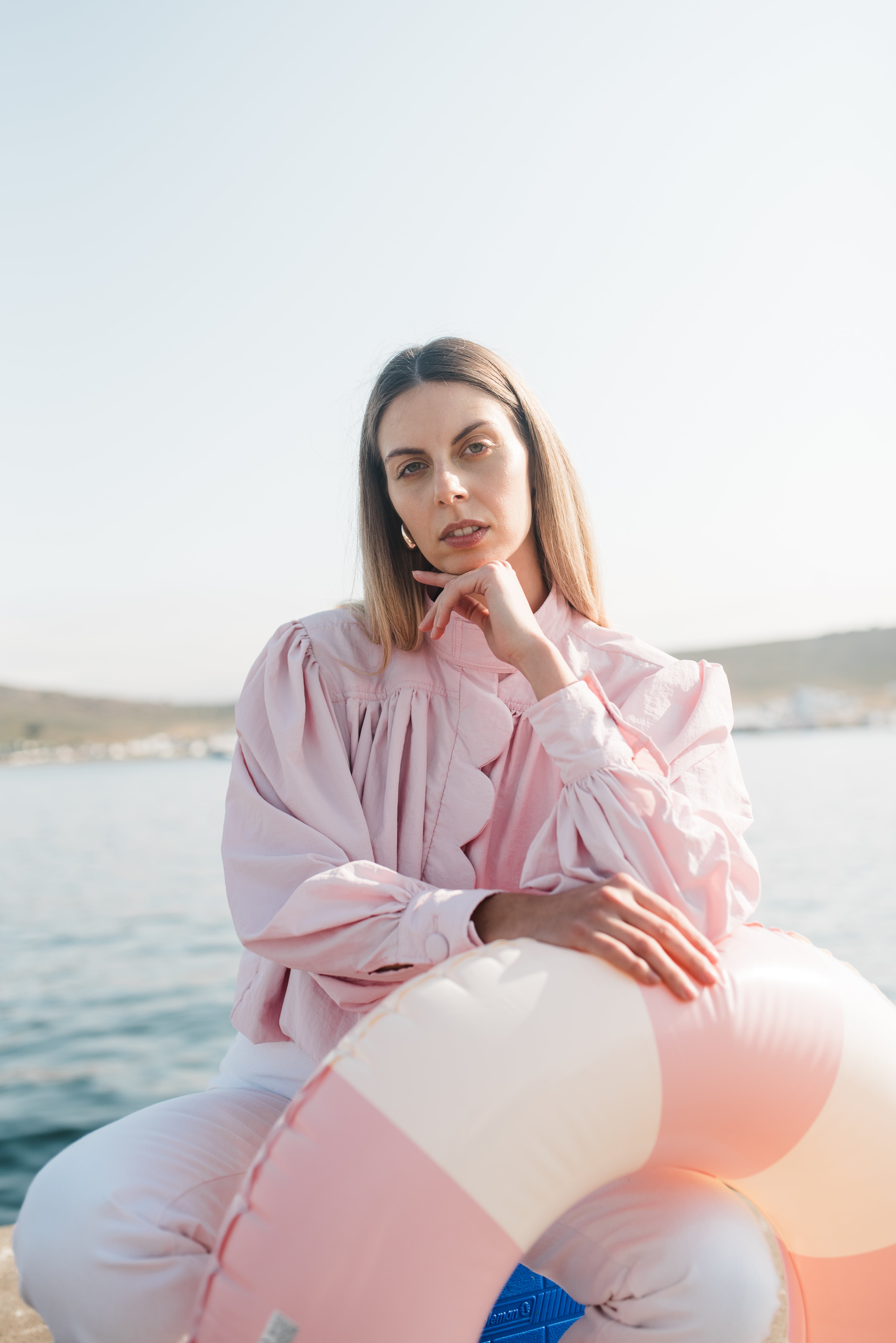 PRE-ORDER Petal Edge Scallop Jacket — Light Pink Cropped