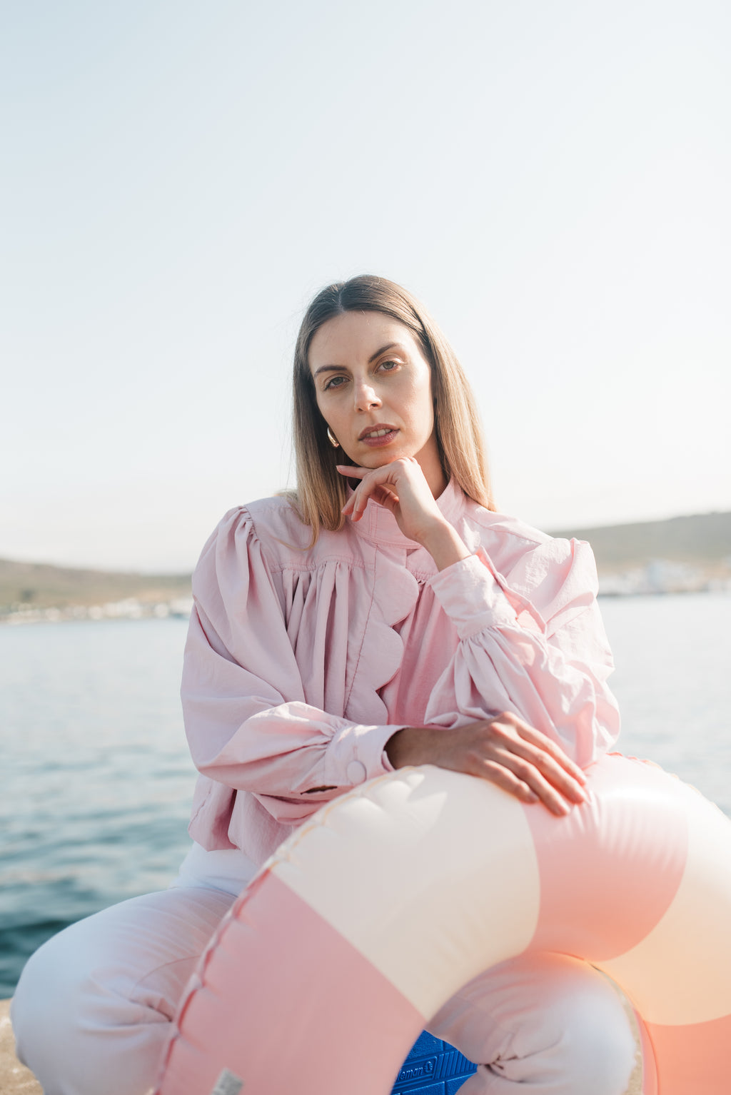 PRE-ORDER Petal Edge Scallop Jacket — Light Pink Cropped