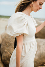 Willow Whisper Dress — Stone with Black ties