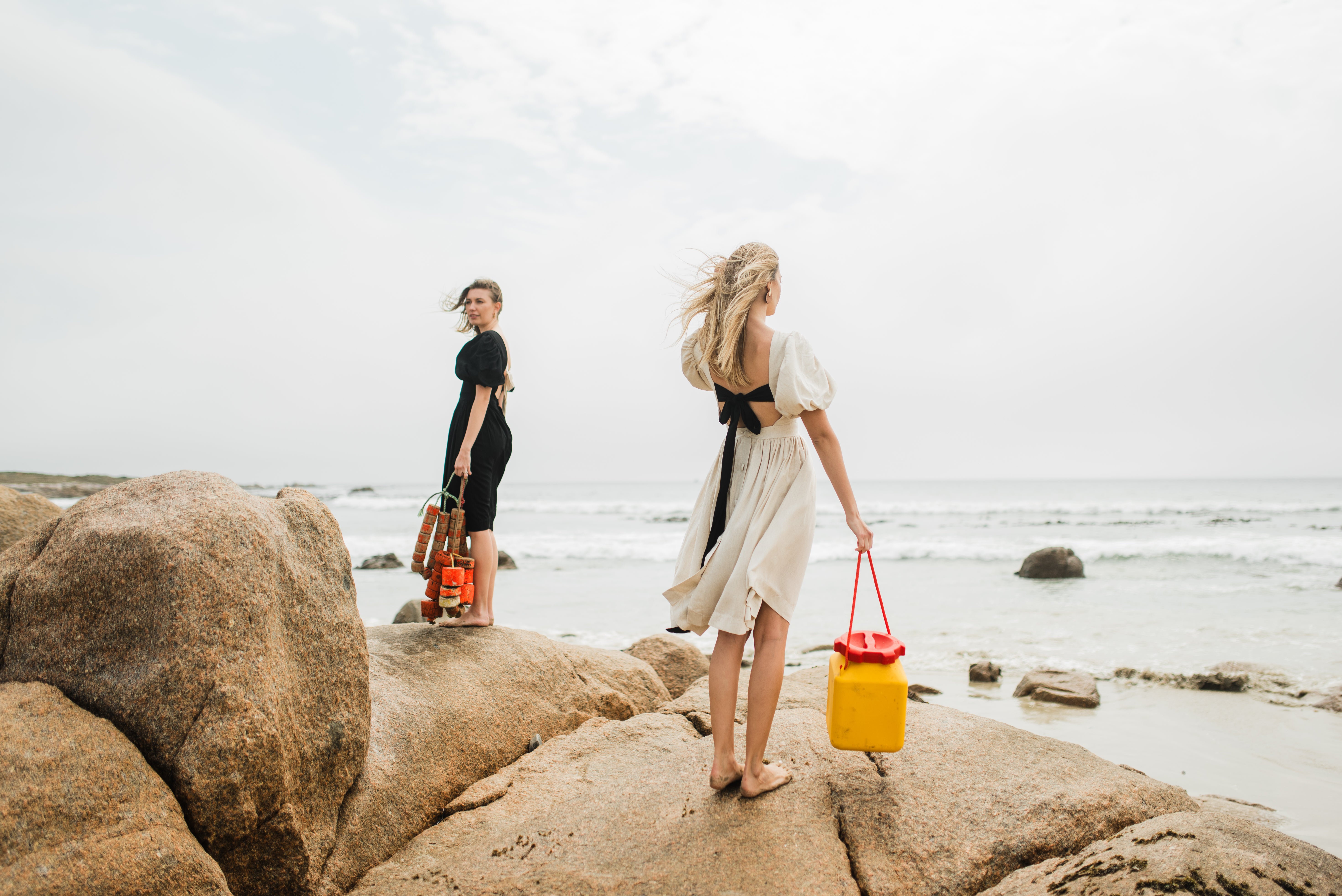 Willow Whisper Dress — Stone with Black ties