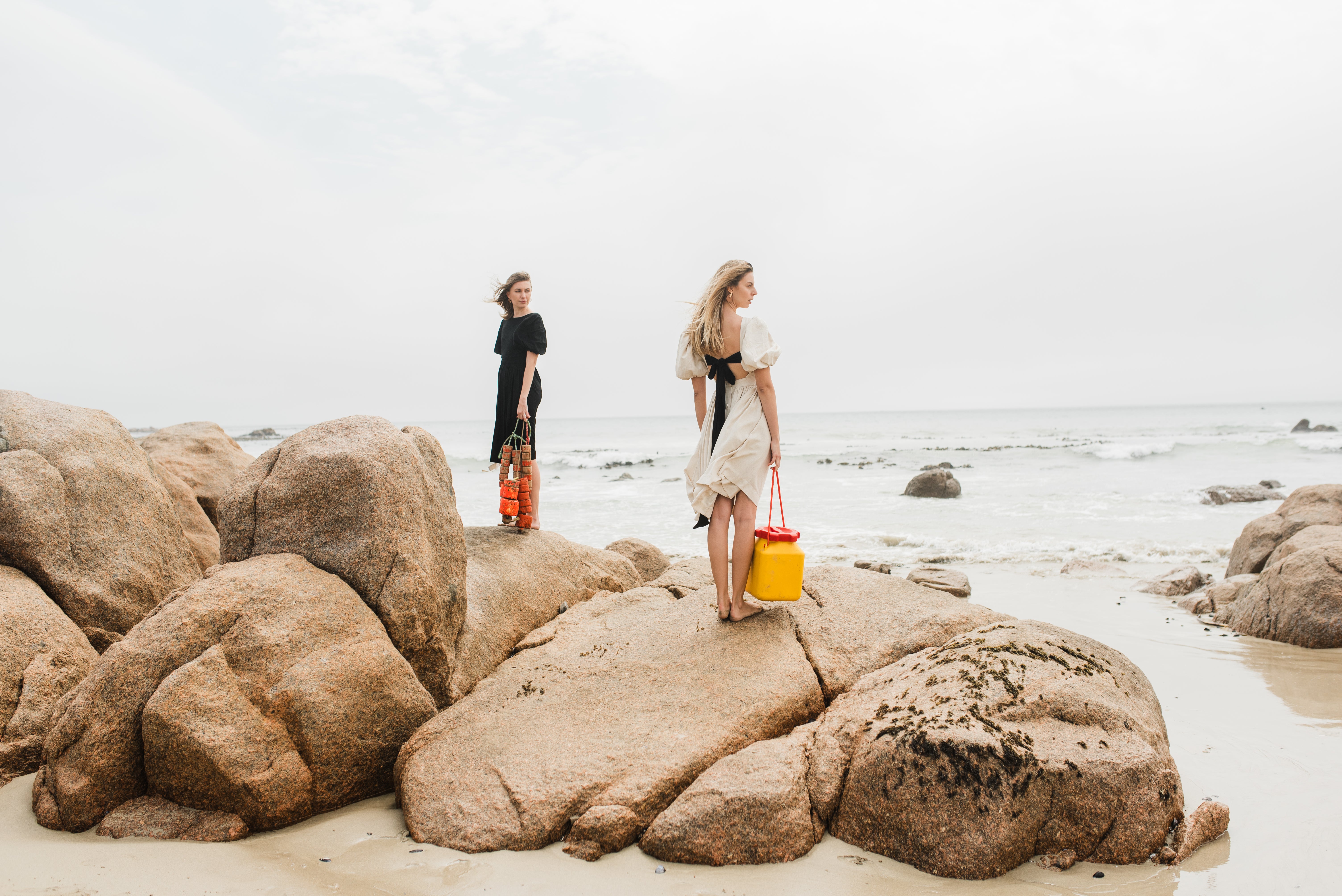 Willow Whisper Dress — Stone with Black ties