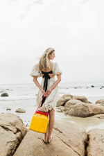 Willow Whisper Dress — Stone with Black ties