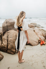 Willow Whisper Dress — Stone with Black ties