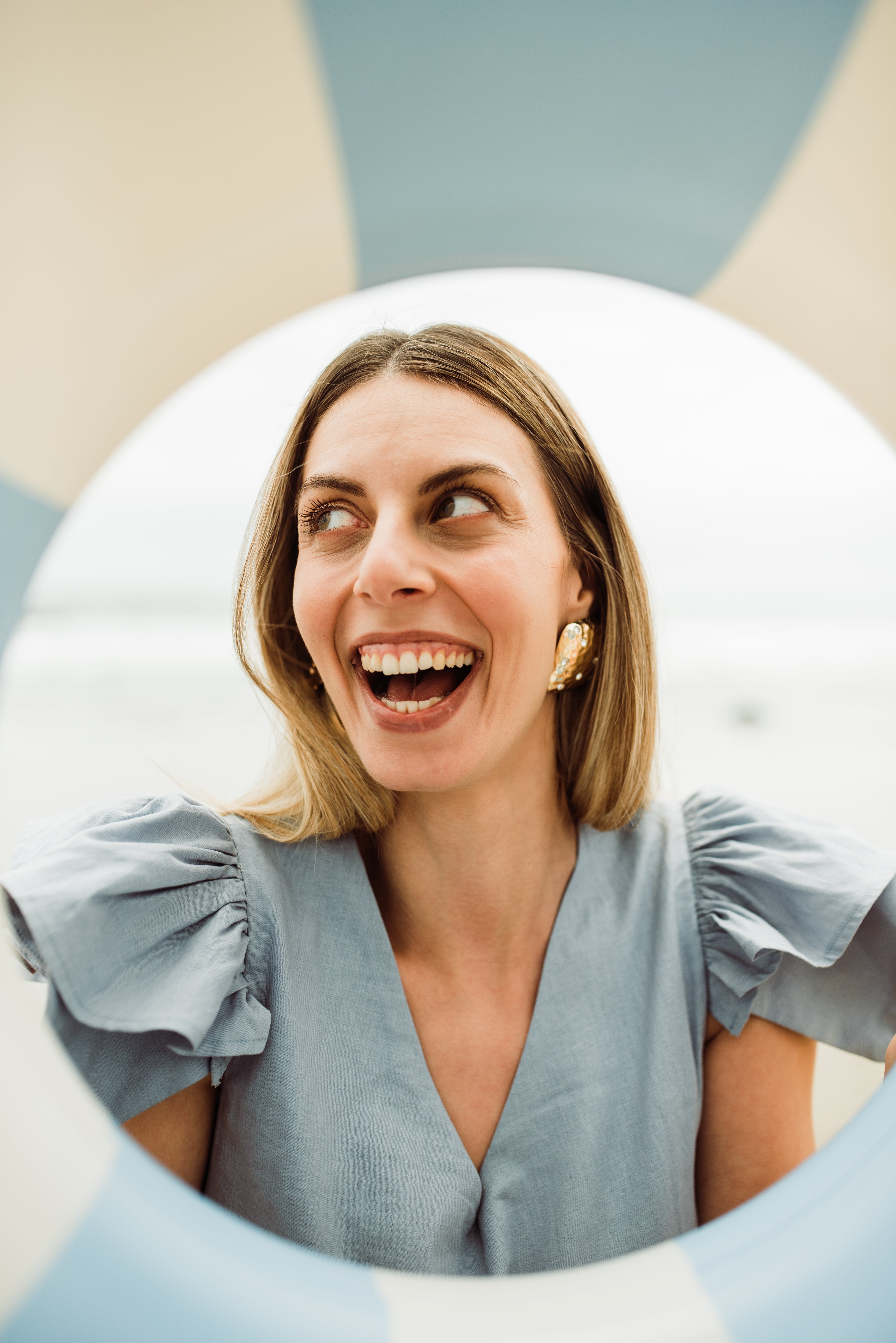 Morning Mist Frill Sleeve Dress  — Misty Blue