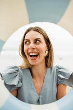 Morning Mist Frill Sleeve Dress  — Misty Blue