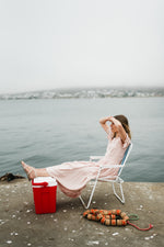 Peach Wisp Scallop Open Back Dress — Blush Peach with Oatmeal Tie