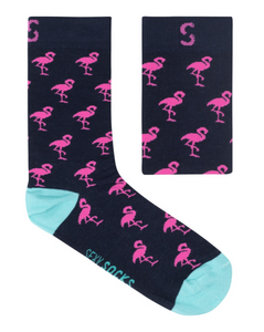 SEXY SOCKS Navy Flamingos’ Cotton Socks